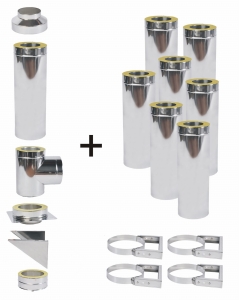 Komin izolowany (30 mm), wiszący-drewno, pelet, żaroodporny 130/8 m