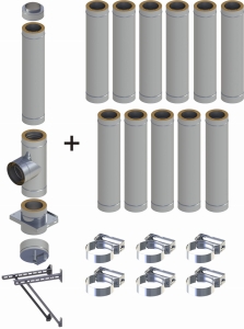 Komin izolowany 130/180 wiszący 12 rur SOLID