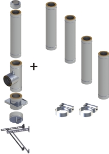 Komin izolowany 160/210 wiszący 5 rur SOLID