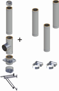 Komin izolowany 200/250 wiszący 4 rury SOLID
