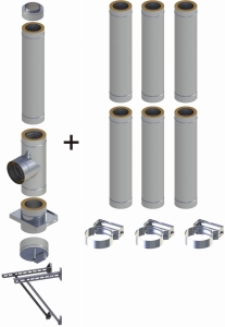 Komin izolowany 200/250 wiszący 7 rur SOLID