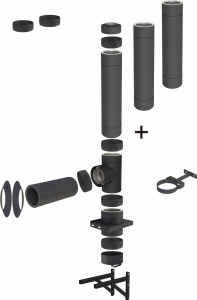 Komin BLACK (drewno pelet) 130/180mm 3 rury