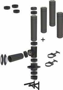 Komin BLACK (drewno pelet) 130/180mm 4 rury