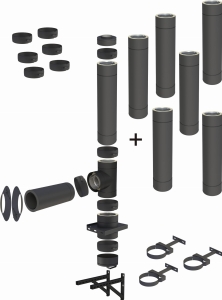 Komin BLACK (drewno pelet) 130/180mm 7 rur