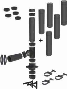 Komin BLACK (drewno pelet) 150/200mm 6 rur