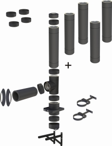 Komin BLACK (drewno pelet) 180/230mm 5 rur